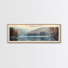 Load image into Gallery viewer, Boone Lake Rhode Island Framed Canvas Print, Panoramic Lake House Decor, Scenic View, Travel Poster, Rustic Art, Lake Painting
