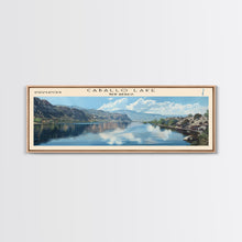 Carregar imagem no visualizador da galeria, Caballo Lake New Mexico Framed Canvas Print, Lake House Art, Panoramic Wall Art, Travel Poster, Modern Lake Painting, Home Decor
