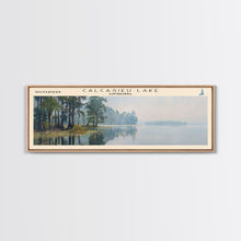 Carregar imagem no visualizador da galeria, Calcasieu Lake Framed Canvas Print, Lake House Art, Panoramic Wall Art, Travel Poster, Minimalist Lake Painting, Home Decor