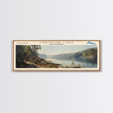 Cargar imagen en el visor de la galería, Christine Lake New Hampshire Framed Canvas Print, Lake House Art, Panoramic Wide Art, Travel Poster, Rustic Lake Painting, Home Decor