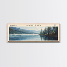 Cargar imagen en el visor de la galería, Clear Lake Framed Canvas Print, Lake House Art, Panoramic Wide Art, Travel Poster, Rustic Lake Painting, Home Decor