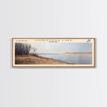 Cargar imagen en el visor de la galería, Conestoga Lake Nebraska Framed Canvas Print, Panoramic Lake House Decor, Wide Wall Art, Travel Poster, Modern Lake Painting, Nature Art