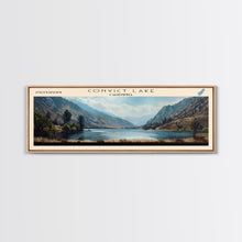 Cargar imagen en el visor de la galería, Convict Lake California Framed Canvas Print, Lake House Art, Panoramic Wide Art, Travel Poster, Modern Lake Painting, Nature Art