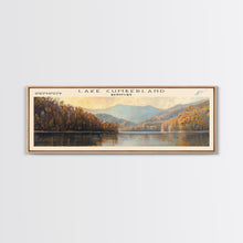 Load image into Gallery viewer, Cumberland Lake Framed Canvas Print, Lake House Art, Panoramic Wall Art, Travel Poster, Modern Lake Painting, Nature Art
