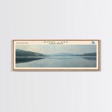 Load image into Gallery viewer, Dore Lake Framed Canvas Print, Lake House Decor, Panoramic Wall Art, Travel Poster, Rustic Lake Painting, Home Decor