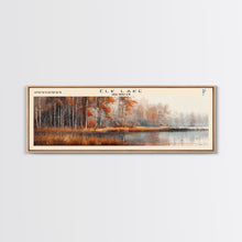 Load image into Gallery viewer, Elk Lake Michigan Framed Canvas Print, Lake House Art, Panoramic Wall Art, Travel Poster, Minimalist Lake Painting, Home Decor