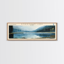 Load image into Gallery viewer, Emaiksoun Lake Framed Canvas Print, Lake House Art, Panoramic Wall Art, Travel Poster, Modern Lake Painting, Home Decor