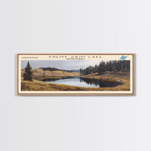 Load image into Gallery viewer, Enemy Swim Lake South Dakota Framed Canvas Print, Lake House Decor, Panoramic Wall Art, Travel Poster, Rustic Lake Painting, Home Decor