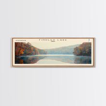 Cargar imagen en el visor de la galería, Findley Lake Ohio Framed Canvas Print, Lake House Art, Panoramic Travel Poster, Wall Art, Vibrant Lake Painting, Home Decor