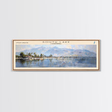 Load image into Gallery viewer, South Lake California Panoramic Framed Canvas Print, Lake House Decor, Wall Art, Travel Poster, Serene Landscape, Modern Art