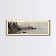 Load image into Gallery viewer, Trout Lake Canada Northwest Territories Panoramic Wall Art, Framed Canvas Print, Lake House Decor, Travel Poster, Beautiful Lake Scene, Home Decor