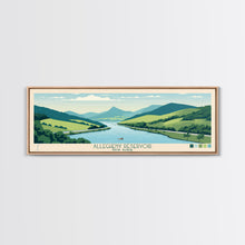 Load image into Gallery viewer, Allegheny Reservoir New York Framed Canvas Print, Panoramic Travel Poster, Pop Art, Midcentury Modern Wall Art, Lake House Art