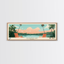 Load image into Gallery viewer, Alligator Lake Florida Framed Canvas Print, Panoramic Travel Poster, Pop Art, Midcentury Modern Wall Art, Scenic Bedroom Decor