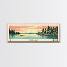 Load image into Gallery viewer, Amisk Lake Saskatchewan Framed Canvas Print, Panoramic Wall Art, Midcentury Modern, Pop Art, Travel Poster, Scenic Living Room Art