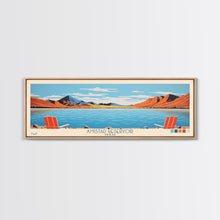 Load image into Gallery viewer, Amistad Reservoir Texas Framed Canvas Print, Panoramic Travel Poster, Midcentury Modern Wall Art, Pop Art, Nature Bedroom Decor
