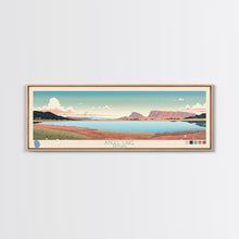 Load image into Gallery viewer, Angel Lake Nevada Framed Canvas Print, Panoramic Wall Art, Midcentury Modern, Pop Art, Travel Poster, Scenic Lake House Art