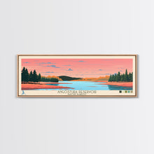 Load image into Gallery viewer, Angostura Reservoir South Dakota Framed Canvas Print, Panoramic Travel Poster, Midcentury Modern Wall Art, Pop Art, Lake House Decor