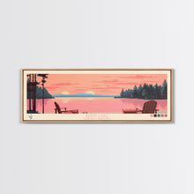 Carregar imagem no visualizador da galeria, Badin Lake North Carolina Framed Canvas Print, Panoramic Wall Art, Midcentury Modern, Pop Art, Travel Poster, Scenic Bedroom Art