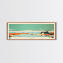 Load image into Gallery viewer, Bear Lake North Slope Alaska Framed Canvas Print, Panoramic Travel Poster, Midcentury Modern Wall Art, Pop Art, Lake House Decor, Nature Art