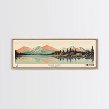 Load image into Gallery viewer, Bear Lake Southwest Alaska Framed Canvas Print, Panoramic Wall Art, Midcentury Modern, Pop Art, Travel Poster, Scenic Bedroom Art, Living Room Decor