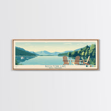 Load image into Gallery viewer, Beech Fork Lake West Virginia Framed Canvas Print, Panoramic Wall Art, Midcentury Modern, Pop Art, Travel Poster, Scenic Lake House Decor, Bedroom Art