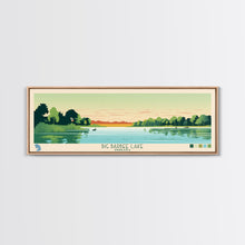 Load image into Gallery viewer, Big Barbee Lake Indiana Framed Canvas Print, Panoramic Travel Poster, Midcentury Modern Wall Art, Pop Art, Nature Living Room Art, Lake House Decor