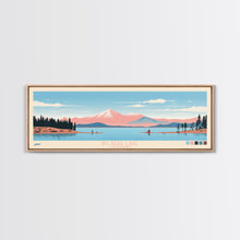 Load image into Gallery viewer, Big Bear Lake California Framed Canvas Print, Panoramic Wall Art, Midcentury Modern, Pop Art, Travel Poster, Scenic Bedroom Art, Living Room Decor