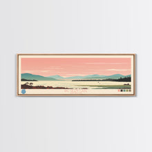 Load image into Gallery viewer, Big Glen Lake Michigan Framed Canvas Print, Panoramic Wall Art, Midcentury Modern, Pop Art, Travel Poster, Scenic Living Room Decor, Bedroom Art
