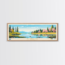 Load image into Gallery viewer, Big Trout Lake Ontario Framed Canvas Print, Panoramic Travel Poster, Midcentury Modern Wall Art, Pop Art, Nature Living Room Art, Lake House Decor