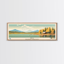 Load image into Gallery viewer, Birch Northwest Territories Framed Canvas Print, Panoramic Wall Art, Midcentury Modern, Pop Art, Travel Poster, Scenic Living Room Decor, Lake House Art