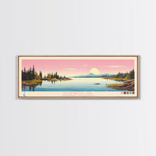 Load image into Gallery viewer, Blackwater Lake Northwest Territories Framed Canvas Print, Panoramic Wall Art, Midcentury Modern, Pop Art, Travel Poster, Scenic Living Room Art, Lake House Decor