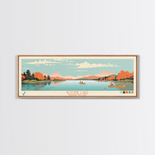 Load image into Gallery viewer, Boone Lake Rhode Island Framed Canvas Print, Panoramic Travel Poster, Midcentury Modern Wall Art, Pop Art, Nature Bedroom Decor, Scenic Lake House Art