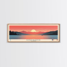 Load image into Gallery viewer, Boysen Reservoir Wyoming Framed Canvas Print, Panoramic Travel Poster, Midcentury Modern Wall Art, Pop Art, Nature Bedroom Decor, Scenic Lake House Art