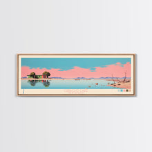 Carregar imagem no visualizador da galeria, Caballo Lake New Mexico Framed Canvas Print, Midcentury Modern Panoramic Wall Art, Living Room Decor, Pop Art, Travel Poster Art, Scenic Nature Painting