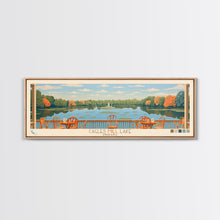 Carregar imagem no visualizador da galeria, Cagles Mill Lake Indiana Framed Canvas Print, Midcentury Modern Panoramic Wall Art, Living Room Decor, Pop Art, Travel Poster Art, Scenic Nature Painting