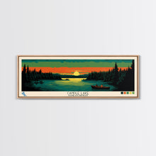 Carregar imagem no visualizador da galeria, Candle Lake Saskatchewan Framed Canvas Print, Midcentury Modern Panoramic Wall Art, Living Room Decor, Pop Art, Travel Poster Art, Scenic Nature Painting