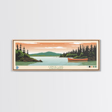 Carregar imagem no visualizador da galeria, Canoe Lake Saskatchewan Framed Canvas Print, Midcentury Modern Panoramic Wall Art, Living Room Decor, Pop Art, Travel Poster Art, Scenic Nature Painting