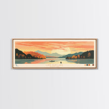 Cargar imagen en el visor de la galería, Cave Run Lake Kentucky Framed Canvas Print, Midcentury Modern Panoramic Wall Art, Living Room Decor, Pop Art, Travel Poster Art, Nature Art, Lake House Decor