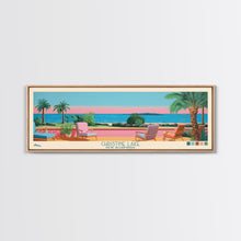 Load image into Gallery viewer, Christine Lake New Hamphire Framed Canvas Print, Pop Art Panoramic Travel Poster, Midcentury Modern, Wall Art, Scenic Nature Painting, Bedroom Decor, Living Room Art