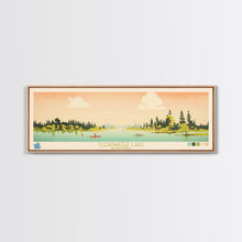Cargar imagen en el visor de la galería, Clearwater Lake Manitoba Framed Canvas Print, Midcentury Modern Panoramic Wall Art, Living Room Decor, Pop Art, Travel Poster Art, Scenic Nature Painting, Lake House Decor