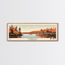 Cargar imagen en el visor de la galería, Clopper Lake Maryland Framed Canvas Print, Pop Art Panoramic Travel Poster, Midcentury Modern, Wall Art, Scenic Nature Painting, Bedroom Decor, Living Room Art