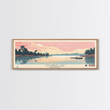 Cargar imagen en el visor de la galería, Columbus Lake Mississippi Framed Canvas Print, Midcentury Modern Panoramic Wall Art, Living Room Decor, Pop Art, Travel Poster Art, Scenic Nature Painting