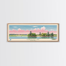 Cargar imagen en el visor de la galería, Conestoga Lake Nebraska Framed Canvas Print, Pop Art Panoramic Travel Poster, Midcentury Modern, Wall Art, Scenic Nature Painting, Bedroom Decor, Living Room Art