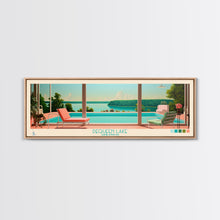 Load image into Gallery viewer, DeQueen Lake Arkansas Framed Canvas Print, Midcentury Modern Panoramic Wall Art, Living Room Decor, Pop Art, Travel Poster Art, Scenic Nature Painting