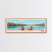Load image into Gallery viewer, Deep Creek Lake Maryland Framed Canvas Print, Midcentury Modern Panoramic Wall Art, Living Room Decor, Pop Art, Travel Poster Art, Scenic Nature Painting