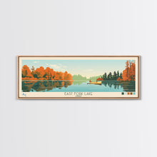 Load image into Gallery viewer, East Fork Lake Ohio Framed Canvas Print, Panoramic Wall Art, Midcentury Modern, Pop Art, Bedroom Decor, Travel Poster, Artistic Lake Painting