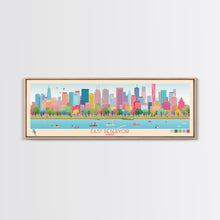 Load image into Gallery viewer, East Reservoir Ohio Framed Canvas Print, Panoramic Art, Midcentury Modern, Pop Art, Bedroom Wall Decor, Travel Poster, Lake View Art