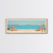 Load image into Gallery viewer, El Dorado Lake Kansas Framed Canvas Print, Panoramic Wall Art, Midcentury Modern, Pop Art, Living Room Art, Travel Poster, Vintage Lake Art