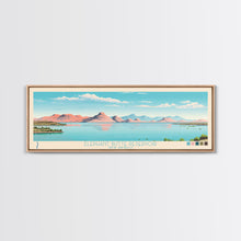 Load image into Gallery viewer, Elephant Butte Reservoir New Mexico Framed Canvas Print, Panoramic Wall Art, Midcentury Modern, Pop Art, Living Room Decor, Travel Poster, Lake Art