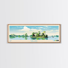 Load image into Gallery viewer, Enid Lake Mississippi Framed Canvas Print, Panoramic Art, Midcentury Modern, Pop Art, Living Room Decor, Travel Poster, Lake Painting
